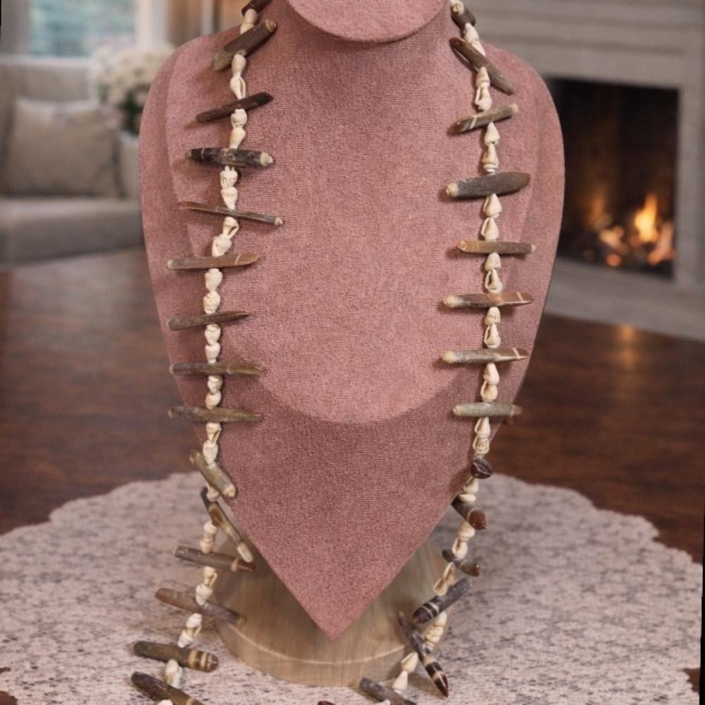 Vintage Handmade Artisan Sea Urchin Spines & Natural Seashells Necklace